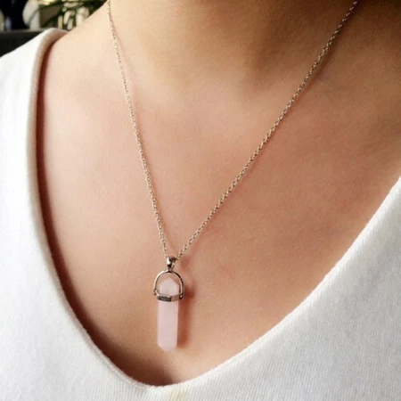 Healing Pink Rose Quartz Pendant Necklace - Image 4
